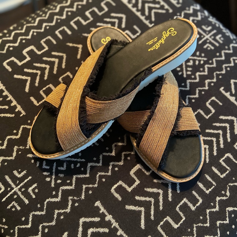 Black and Gold trimmed sandals